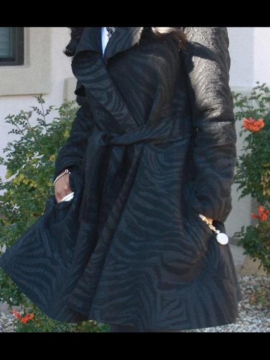 H&M Jackets & Blazers - Lanvin H&M Black Textured Belted A-Line Trench Coat